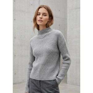 BP Ribbed Mock Neck Drop Shoulder Knit Sweater Grey M